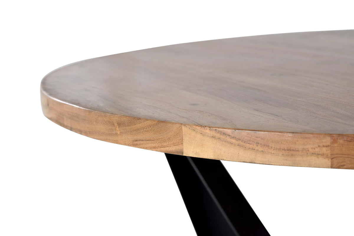 Giner and Colomer - Acacia Wood & Metal Dining Table (35 mm Top, Round 120 cm)