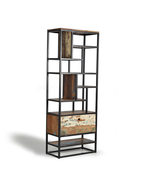 Giner and Colomer - Recycled Wood & Metal Bookcase With Folding Door (1 Door)