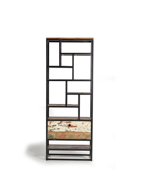 Giner and Colomer - Recycled Wood & Metal Bookcase With Folding Door (1 Door)