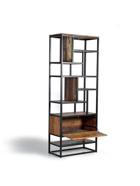 Giner and Colomer - Recycled Wood & Metal Bookcase With Folding Door (1 Door)