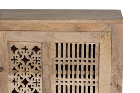 Giner and Colomer - Mango Wood TV Cabinet With 2 Sliding Doors & Metal Base