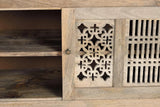Giner and Colomer - Mango Wood TV Cabinet With 2 Sliding Doors & Metal Base