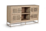 Giner and Colomer - Mango Wood Sideboard With 4 Sliding Doors & Metal Base