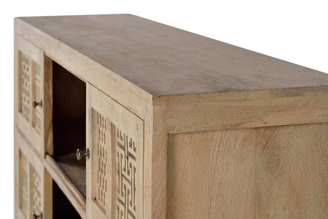 Giner and Colomer - Mango Wood Sideboard With 4 Sliding Doors & Metal Base