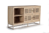 Giner and Colomer - Mango Wood Sideboard With 4 Sliding Doors & Metal Base