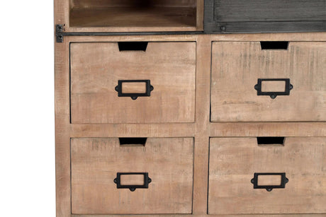 Giner and Colomer - Industrial Mango Wood Shelf (4 Drawers & 1 Sliding Door)