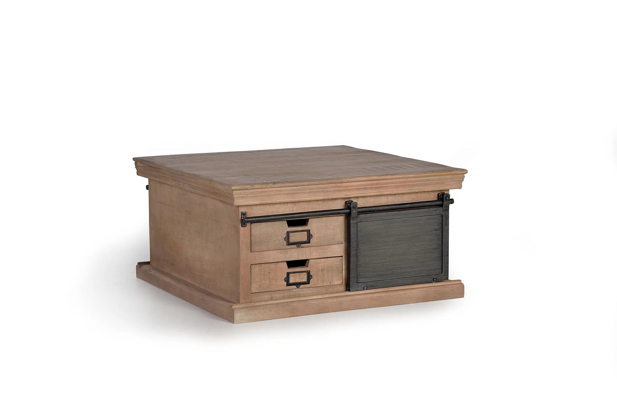 Giner and Colomer - Mango Wood & Metal Coffee Table (4 Drawers, 2 Sliding Doors)