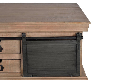 Giner and Colomer - Mango Wood & Metal Coffee Table (4 Drawers, 2 Sliding Doors)