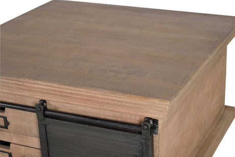 Giner and Colomer - Mango Wood & Metal Coffee Table (4 Drawers, 2 Sliding Doors)