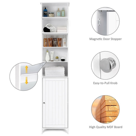 Bathroom Storage Cabinet with 5 Open Shelves for Home
