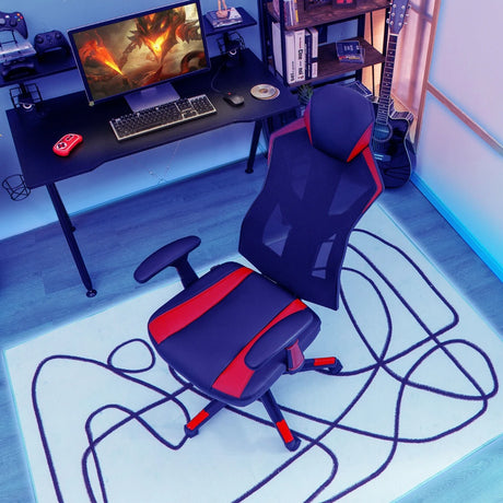 Gaming Chair with Adjustable Mesh Back-Red