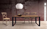 Giner and Colomer - Reinforced Iron Dining Table With Solid Mango Wood Top