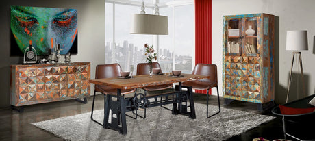 Giner and Colomer - Recycled Wood Display Cabinet With Diamond-Tip Finish (2 Drawers, 4 Doors)