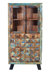 Giner and Colomer - Recycled Wood Display Cabinet With Diamond-Tip Finish (2 Drawers, 4 Doors)