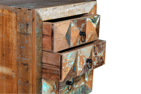 Giner and Colomer - 3-Drawer Table In Recycled Wood With Iron Feet