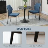 HOMCOM Velvet Dining Chairs Set of 2, Modern Armless Upholstered Kitchen Chairs with Metal Legs, Curved Back and Padded Seat, for Dining Room, Bedroom, Living Room, Blue