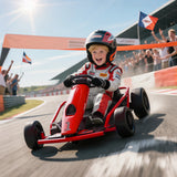 HOMCOM 24V Electric Go Kart for Kids, Drift Ride-On Racing Go Kart with 2 Speeds, for Boys Girls Aged 8-12 Years Old, Red