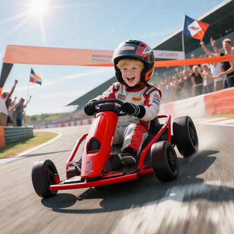 HOMCOM 24V Electric Go Kart for Kids, Drift Ride-On Racing Go Kart with 2 Speeds, for Boys Girls Aged 8-12 Years Old, Red