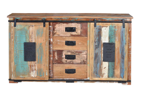 Giner and Colomer - Recycled Wood Sideboard (4 Drawers, 2 Sliding Doors)