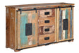 Giner and Colomer - Recycled Wood Sideboard (4 Drawers, 2 Sliding Doors & Shelves)
