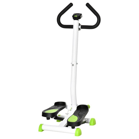 HOMCOM Twister Stepper, Step Machine Aerobic Exercise Workout Machine with Adjustable Resistance, LCD Screen & Handlebars, White