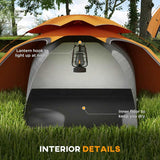 Outsunny Aluminium Frame Camping Tent Dome Tent with Removable Rainfly, 2000mm Waterproof, for 1-2 Man, Orange