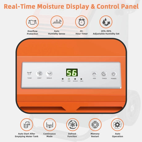 63L Commercial Dehumidifier with 24H Timer and Auto Defrost-Grey