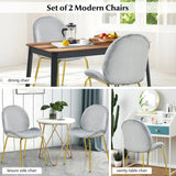 Set of 2 Velvet Dining Chair with Golden Finished Steel Legs-Grey
