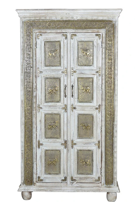 Giner and Colomer - Mango Wood Cabinet With Bronze Details & Interior Shelves
