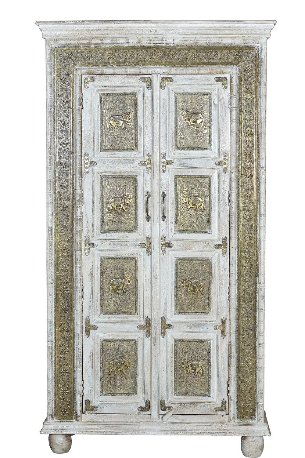 Giner and Colomer - Mango Wood Cabinet With Bronze Details & Interior Shelves