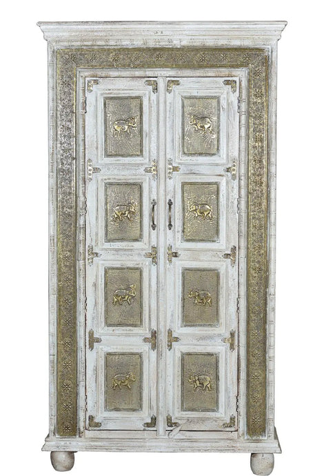 Giner and Colomer - Mango Wood Cabinet With Bronze Details & Interior Shelves