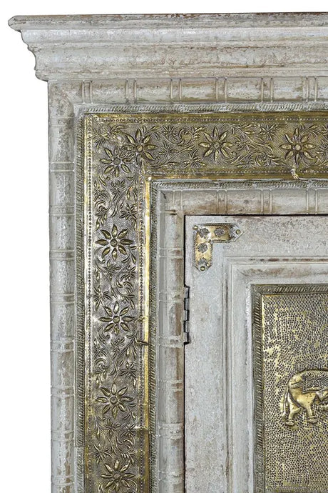 Giner and Colomer - Mango Wood Cabinet With Bronze Details & Interior Shelves