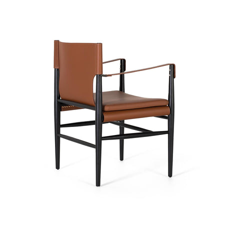 Giner and Colomer - Synthetic Leather & Ash Wood Armchair In Brown