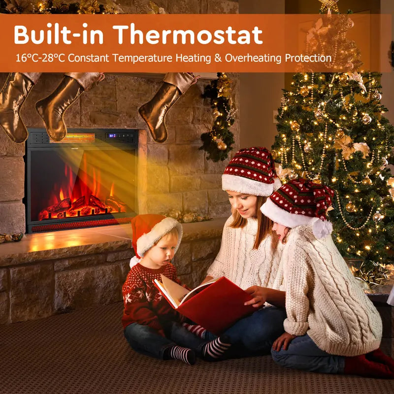 64cm Electric Fireplace Wall Mounted with Remote and Thermostat