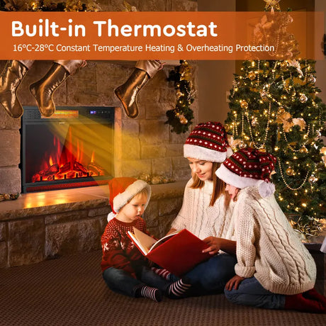 64cm Electric Fireplace Wall Mounted with Remote and Thermostat