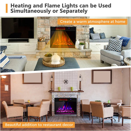 64cm Electric Fireplace Wall Mounted with Remote and Thermostat