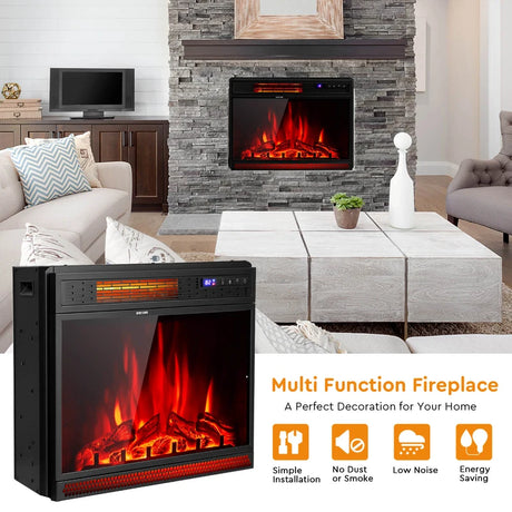 64cm Electric Fireplace Wall Mounted with Remote and Thermostat