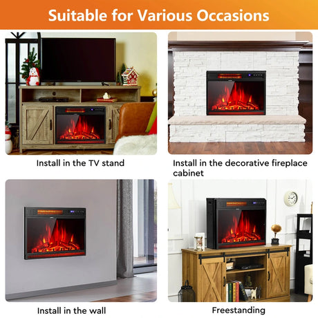 64cm Electric Fireplace Wall Mounted with Remote and Thermostat