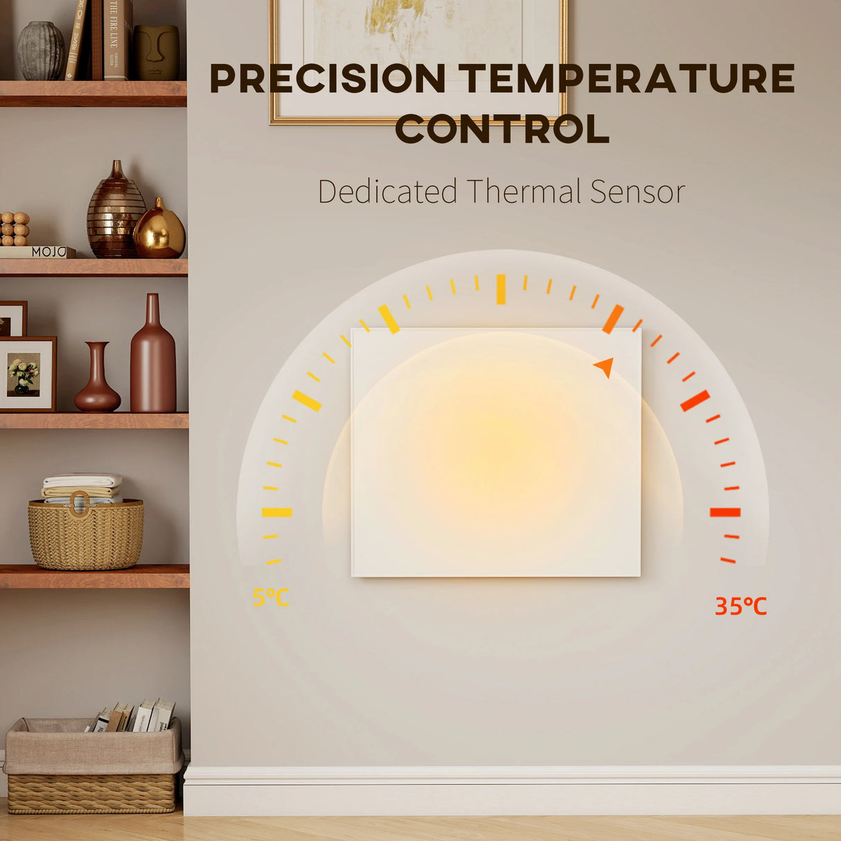 HOMCOM Wifi Smart Electric Heater, Far Infrared, Wall Mounted - 520W
