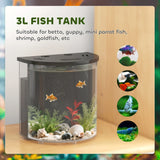 PawHut 3L Small Fish Tank with Filter System, LED Light, Small Fish Tank for Betta, Goldfish, Shrimp, Black