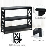 Industrial 3-Tier Console Table with Storage Shelf-Black