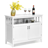 2-Door Sideboard with Open Shelf &amp; 5-Position Shelf for Kitchen &amp; Dining Room-White