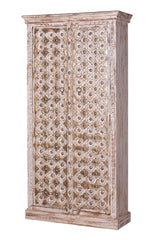 Giner and Colomer - 2-Door Mango Wood Cabinet With Bronze Details & Shelves