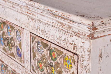 Giner and Colomer - 4-Drawer Mango Wood Chest Of Drawers (Ceramic & Bronze)
