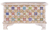 Giner and Colomer - Mango Wood Chest With Top Opening, Ceramic & Bronze Details