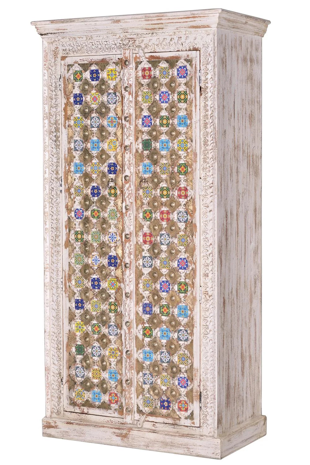 Giner and Colomer - Mango Wood Cabinet With Bronze & Ceramic Details
