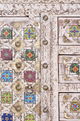 Giner and Colomer - Mango Wood Sideboard (2 Doors, 4 Drawers) With Ceramic & Bronze Details