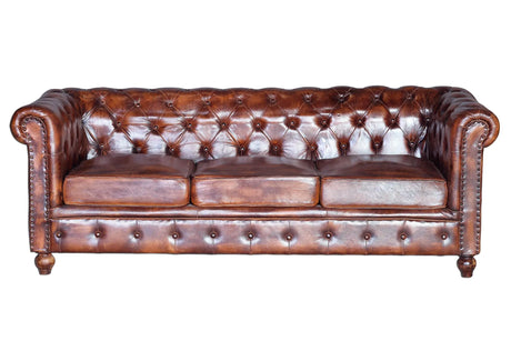 Giner and Colomer - Brown Leather Chester Armchair (200 cm)