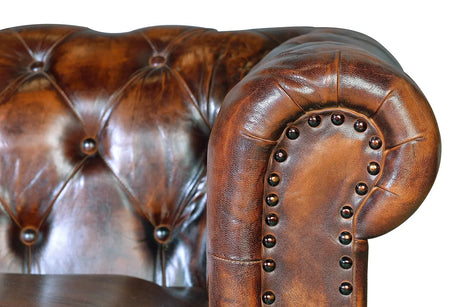 Giner and Colomer - Brown Leather Chester Armchair (200 cm)
