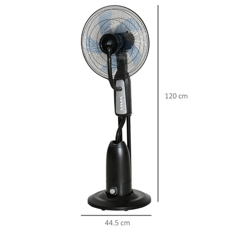 HOMCOM 18" Pedestal Fan with Water Mist Spray, Standing Fan, Humidifying Misting Fan with 3 Speeds, 2.8L Water Tank, Black